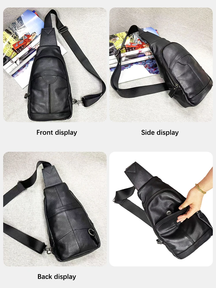 Zency Unisex Chest Pack Fashion Banana Bag Outdoor Genuine Leather Fanny Pack Women Bum Bag Shoulder Bag Sling Crossbody