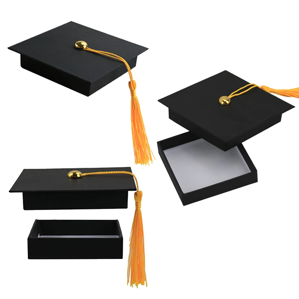 DIY Black Graduate Hat Box For Graduation Gifts Cards Box Academic Cap With Gold Tassel 2023 Class Graduate Ceremony Decorations