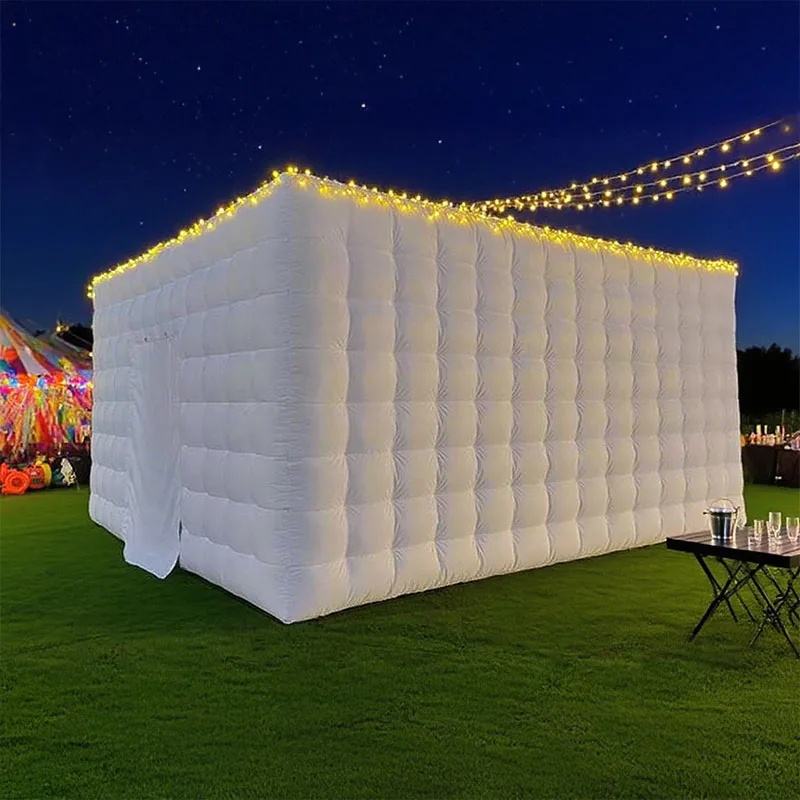 Barraca inflável branca do boate da discoteca da festa de casamento dez, clube noturno em forma de tcúbico para eventos de casamento ao ar livre