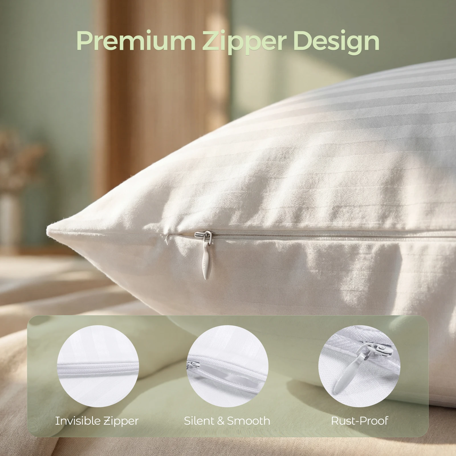 FAUNNA 100% Cotton Pillowcases, White Pillow Covers, Toddler Standard Queen King Body, 2/4/6 Pack