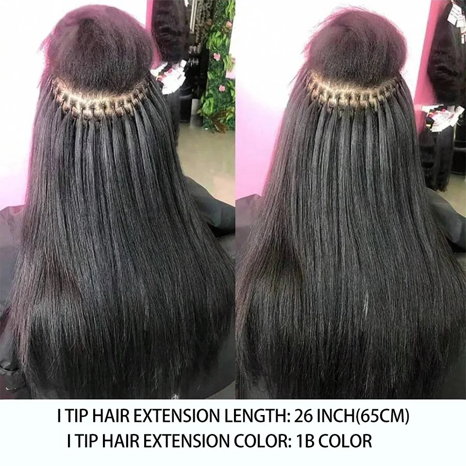 

Straight I Tip Synthetic Hair Extensions 26 Inch Straight I Tip Synthetic Hair 100g/pack High Temperature Fiber Hair Extensions