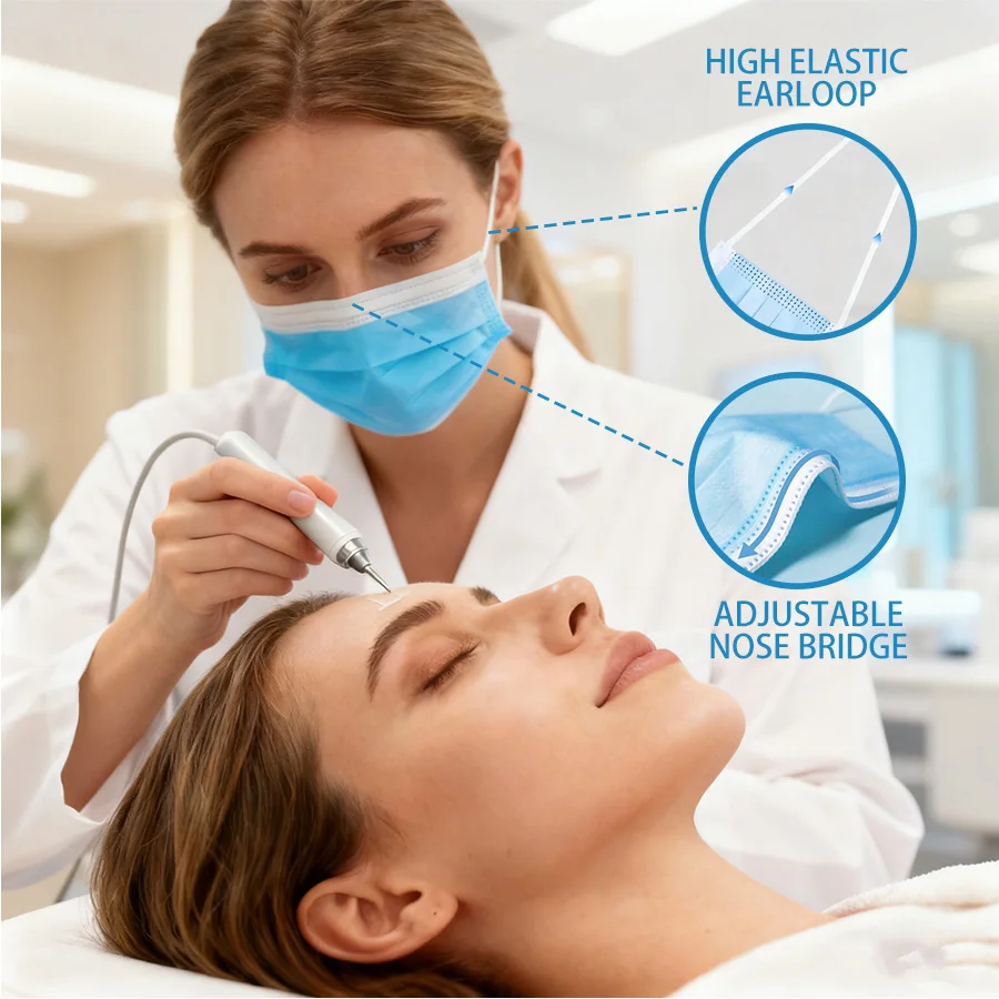 100 Stück Einweg-Schutzmasken für Schönheitsprofessionals – atmungsaktives Design, sichere Passform, perfekt für Kosmetikerinnen