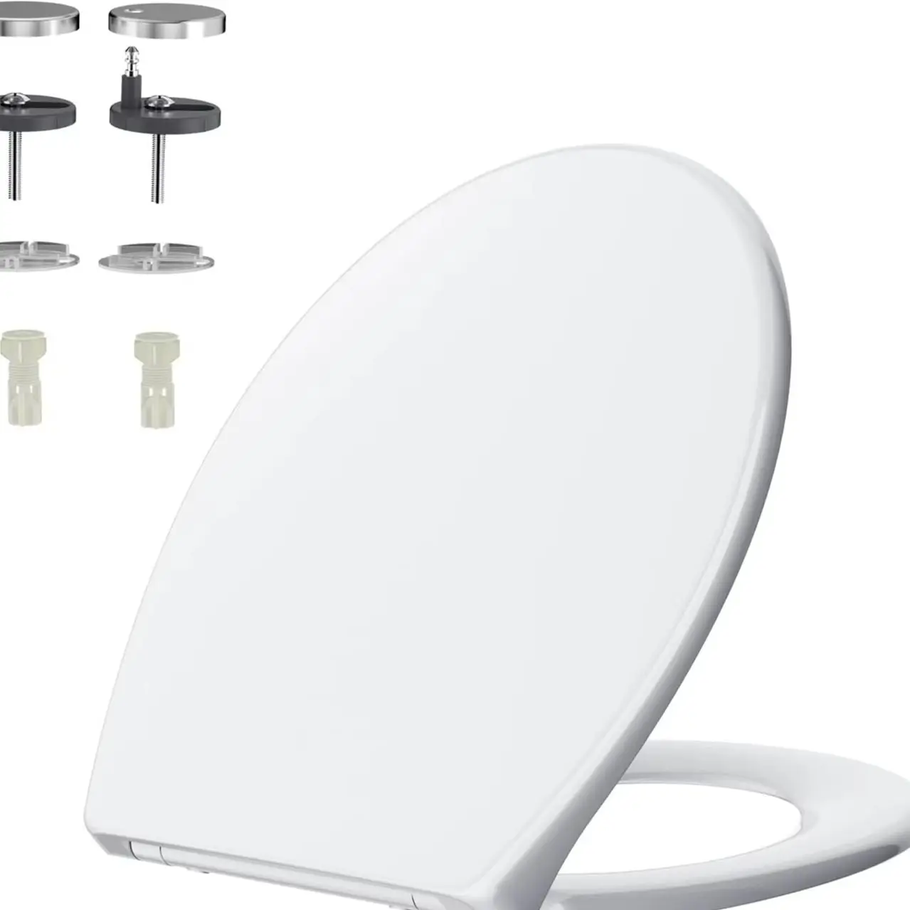O-Form Toilettendeckel mit Nano-Glasur – WC-Sitz aus hochwertigem Duroplast mit Absenkautomatik, Ergonomischer Toilettensitz Vergilbt Nicht, Universal Toilettensitz Weiß, Soft-Close Klodeckel für