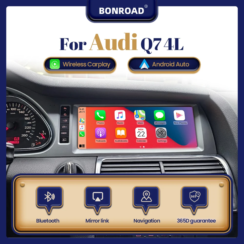BONROAD Linux écran tactile sans fil Carplay autoradio Android Auto pour Audi Q7 4L 2005-20015 GPS Navigation lecteur multimédia