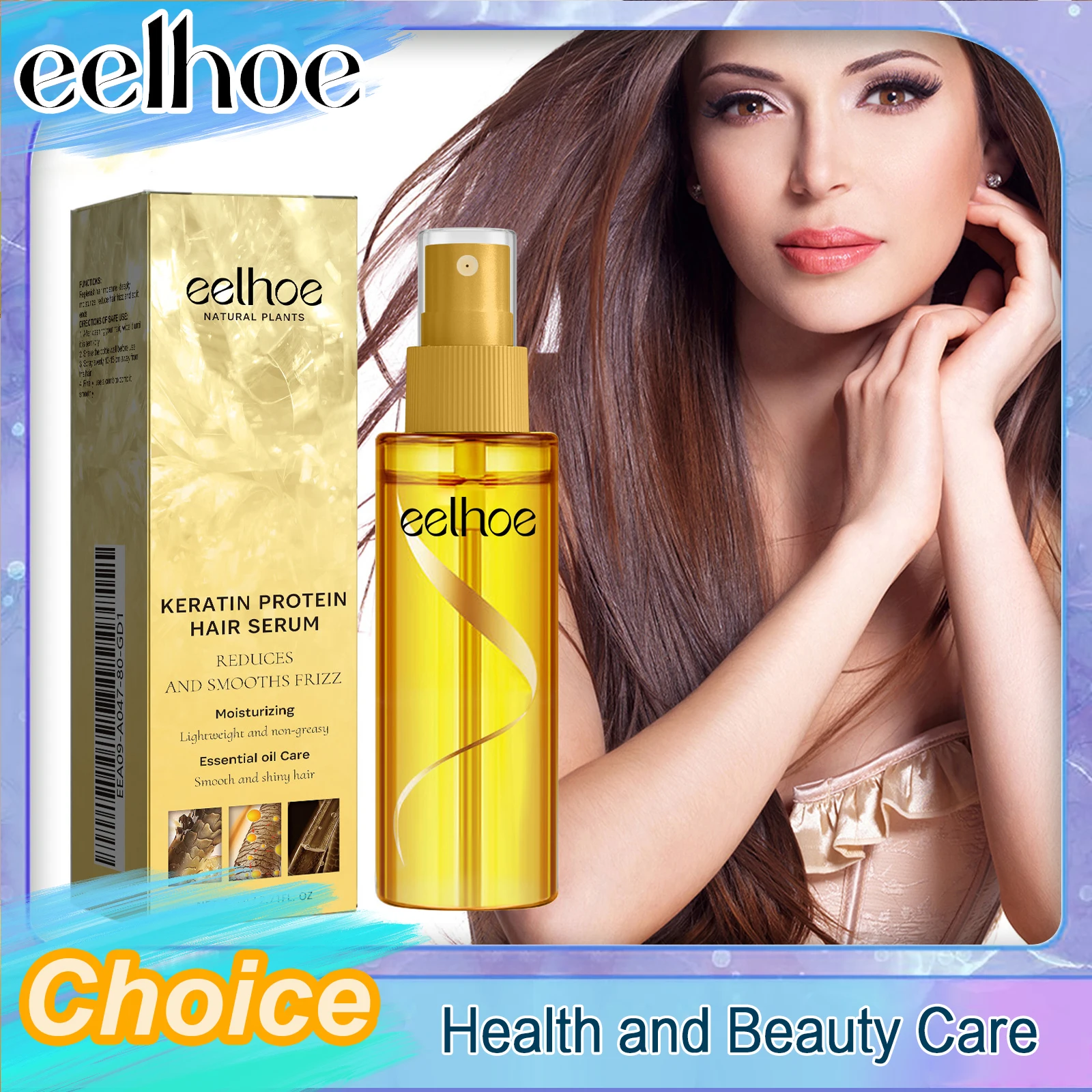 

EELHOE Nourishing Hair Essential Oil Spray Keratin Repair Split Ends Frizzy Flyaways Dry Luster Gloss Shine Lightweight Essence