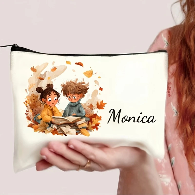 Personalized Name Customized Makeup Bag. Pack The Autumn Tale Into Your Carry-On Makeup Bag. in The Falling Leaves
