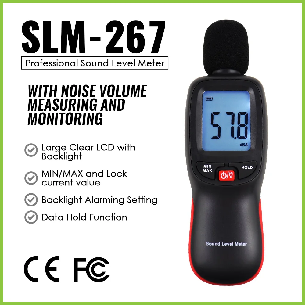 Digital Sound Level Meter Audio Sonometro Sound Meter Decibelimetro 30~130dBA Decibel Meter Portable Noise Tester Backlight LCD