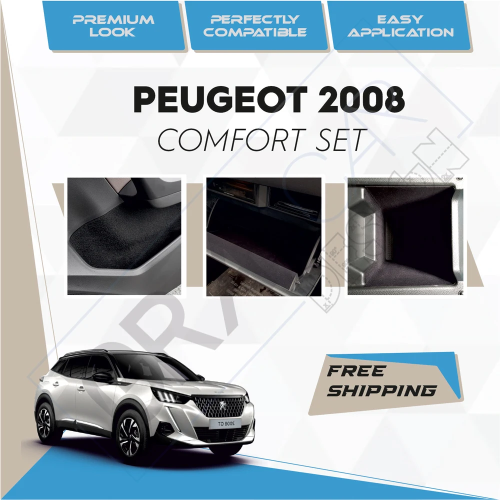 Peugeot 2008 Comfort Set-Ready Fabric Coating In-Car Accessory Self-Adhesive Insulation Effective Coating Set