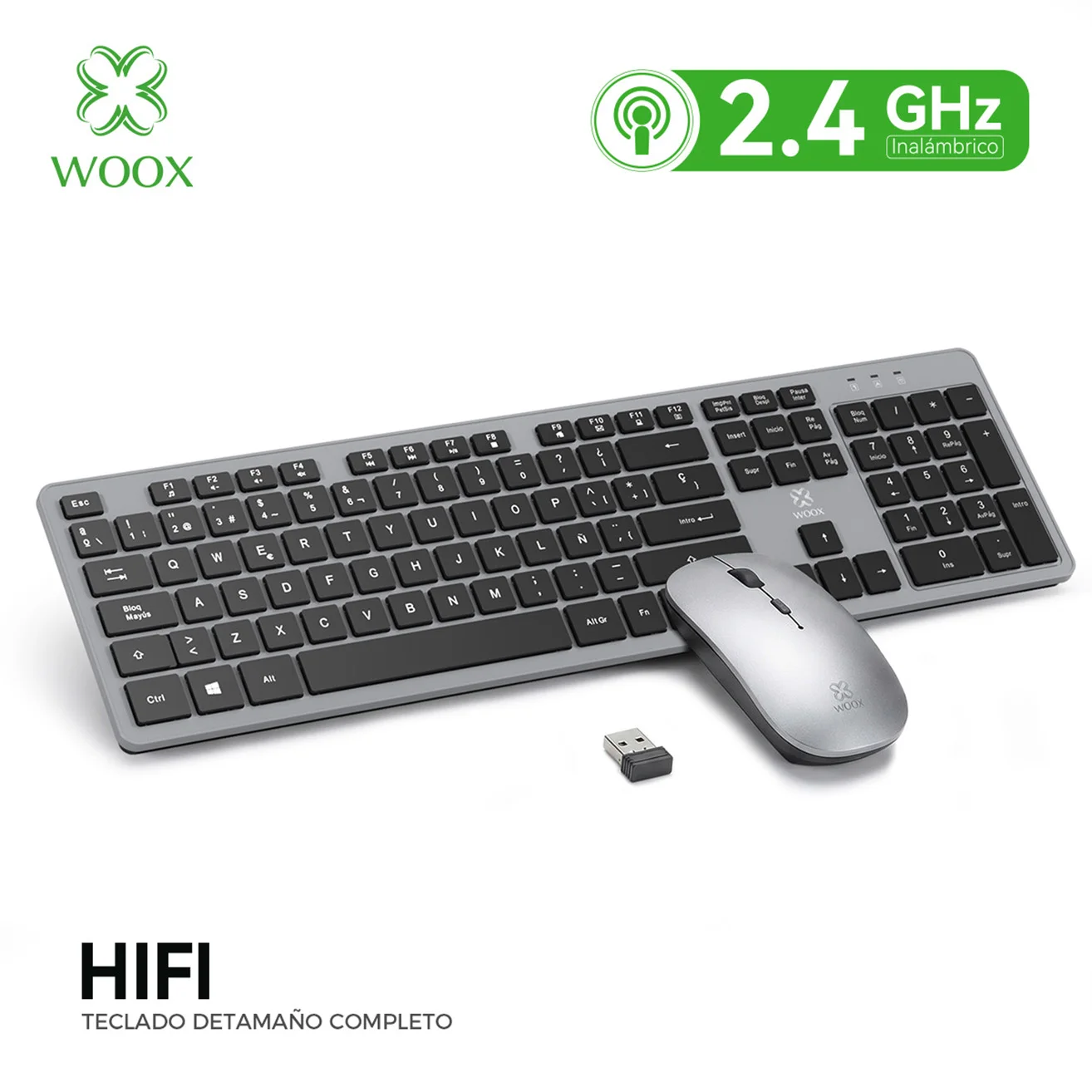 Kit de teclado y ratón inalámbrico 2.4 GHz, silencioso, DPI ajustable ⌨️