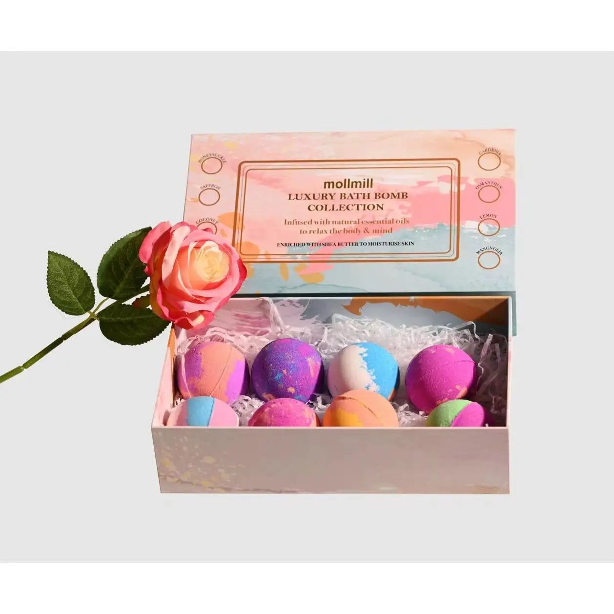 Luxury 8 pcs Bath Bomb enriched with Essential Oils and shea Butter