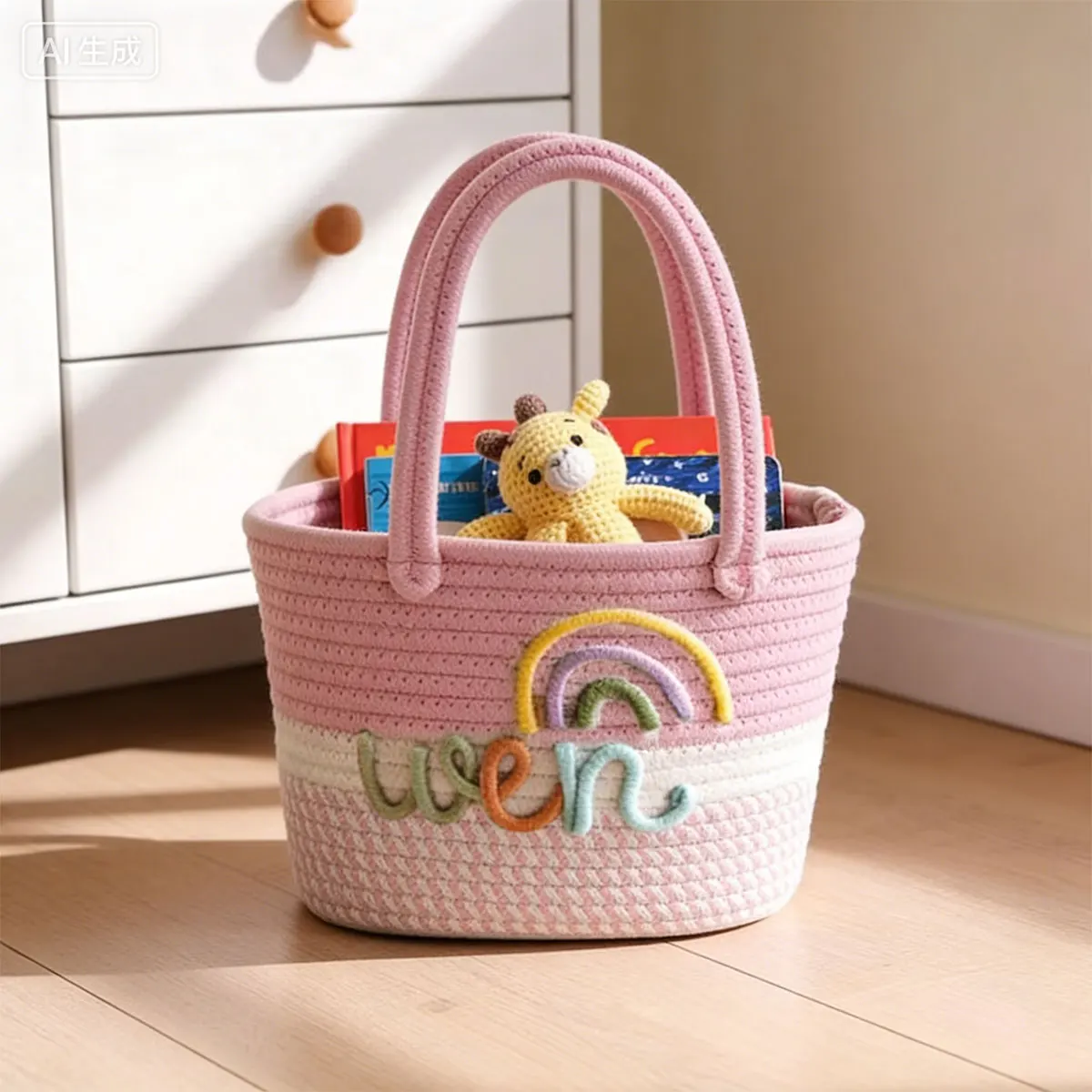 Personalized Braided Cotton Yarn Tote Bag, Customizable