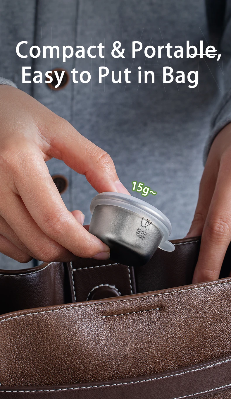 KEITH 4-teiliges Mini-Behälter-Set aus reinem Titan, luftdicht, 25 ml, tragbarer EDC-Behälter mit Aufbewahrungstasche, Taschenträger für Camping, Reisen, Outdoor – Detail 6