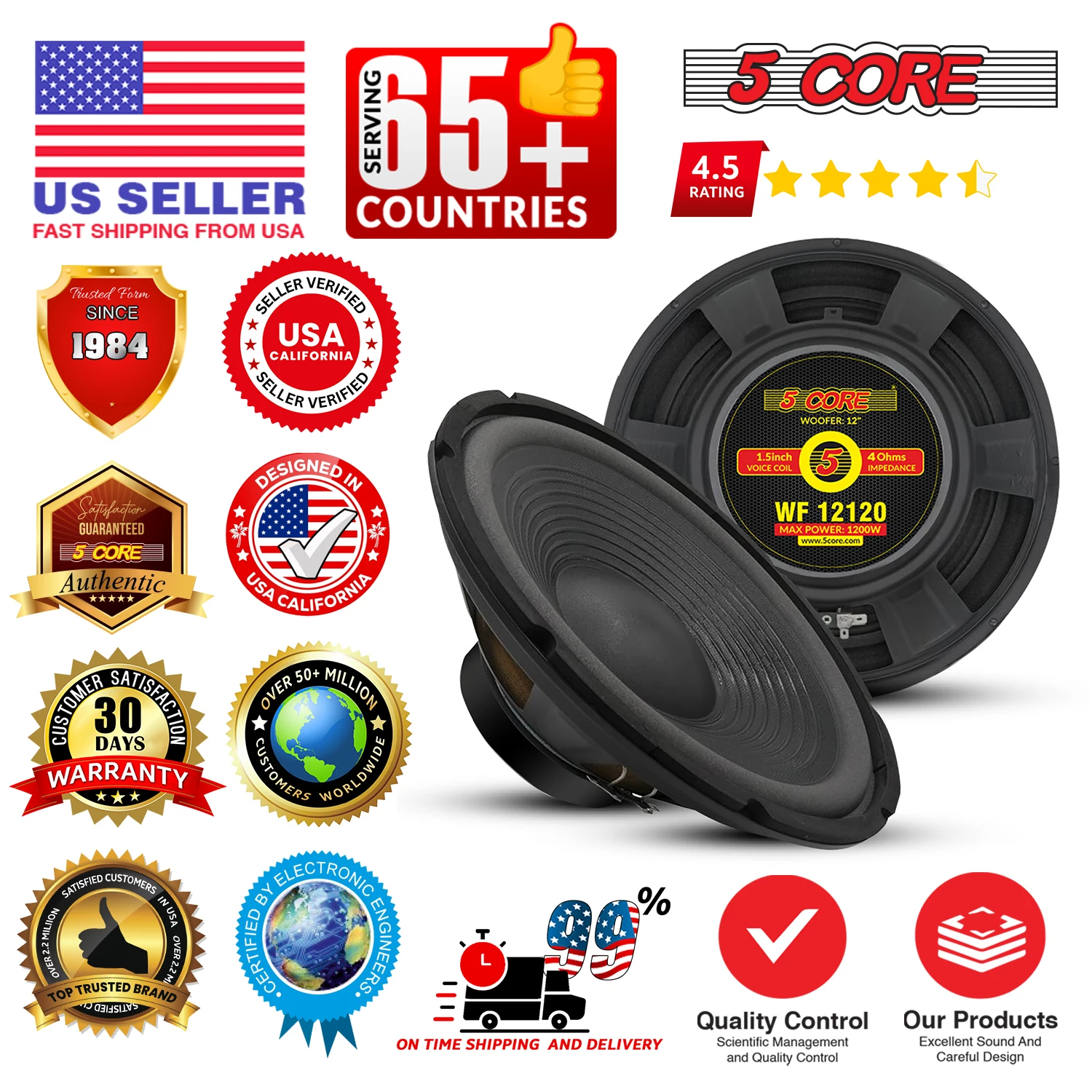 5Core 12 "مضخم صوت 1200W PA DJ Sub Woofer Audio 8Ohm w Deep Bass Pro استبدال الصوت مكبر صوت عالي #6