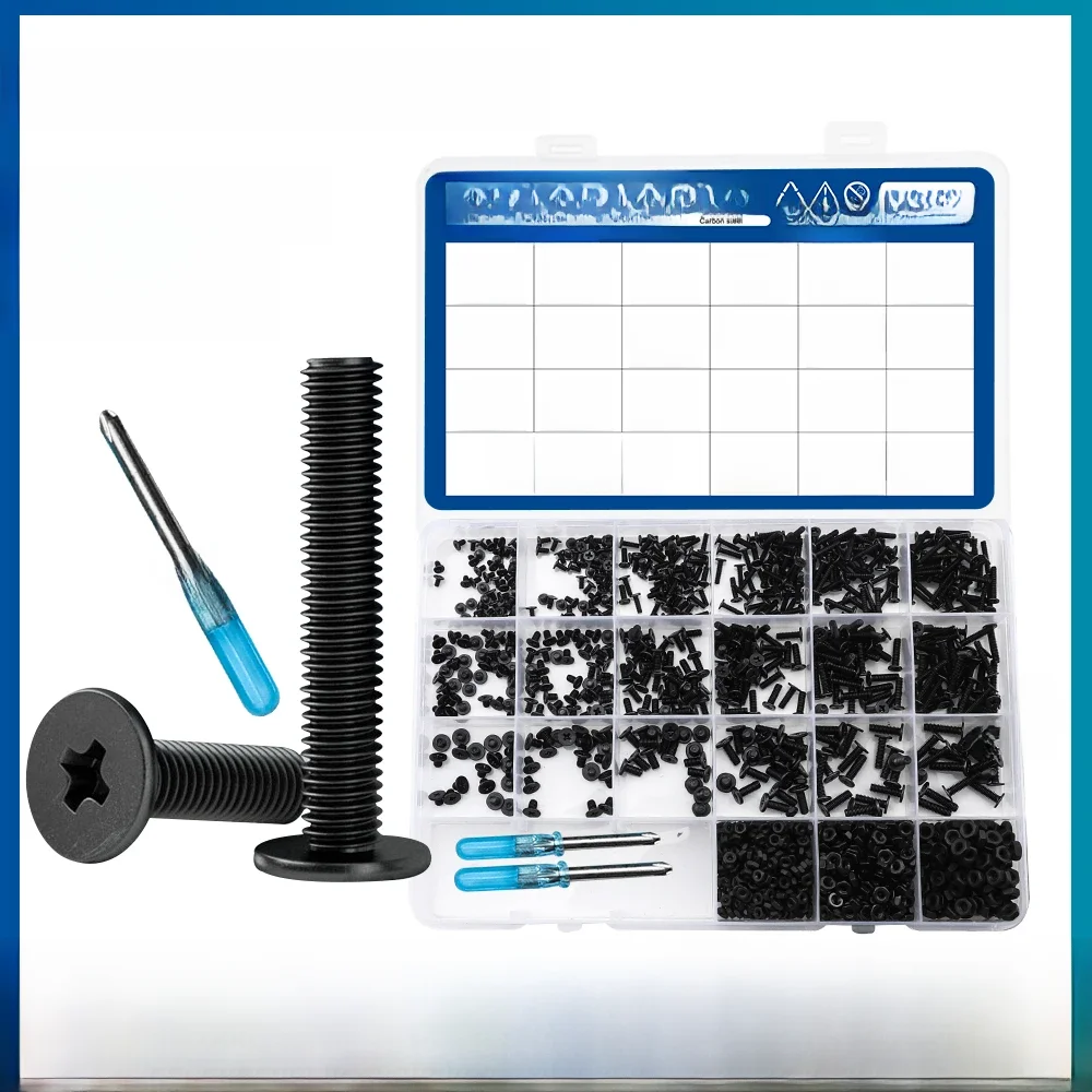 NINDEJIN Kit de vis pour ordinateur portable avec écrou M1.6 M2 M2.5 M3 jeu de vis pour ordinateur portable à tête ultra fine pour Samsung HP Dell Lenovo