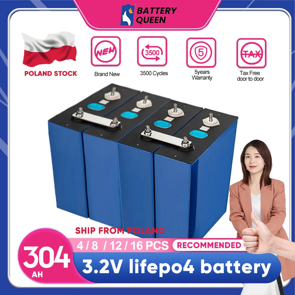 Poland Stock EVE 12V24V48V 304AH LiFePO4 3.2V Power Bank Rechargeable Battery Pack For EV Solar storage Tax Free Door To Door