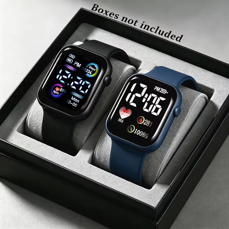 2-Piece Set of Children's Electronic Watches with Led Time Display, No Smart Functions, Exquisite Birthday Gift, Delicate and Cute, for Girls/Boys