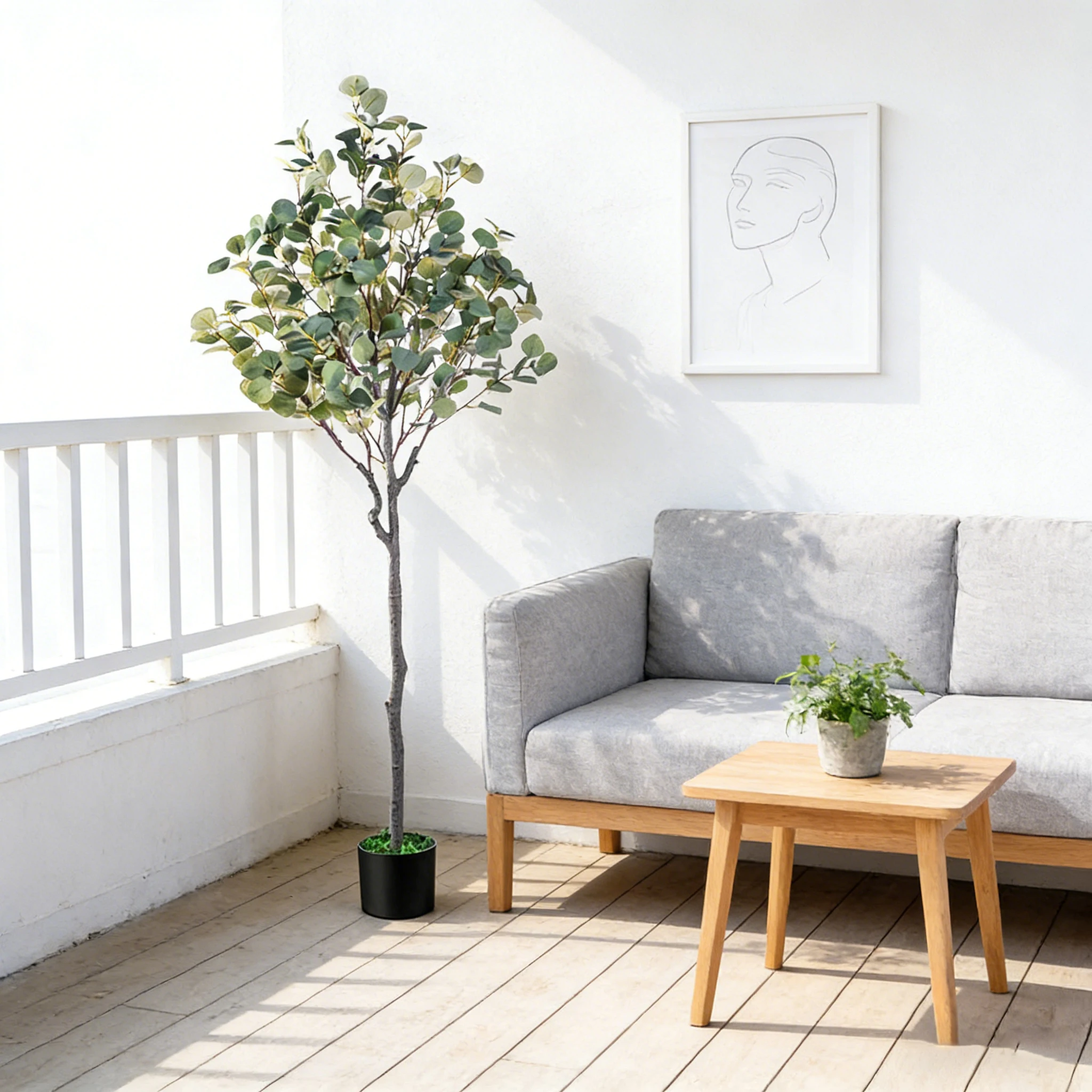 

1pc Artificial Eucalyptus Tree Realistic Faux Plant with Pot 150cm Tall All-Season Indoor Tree Suitable for Home Office Decor