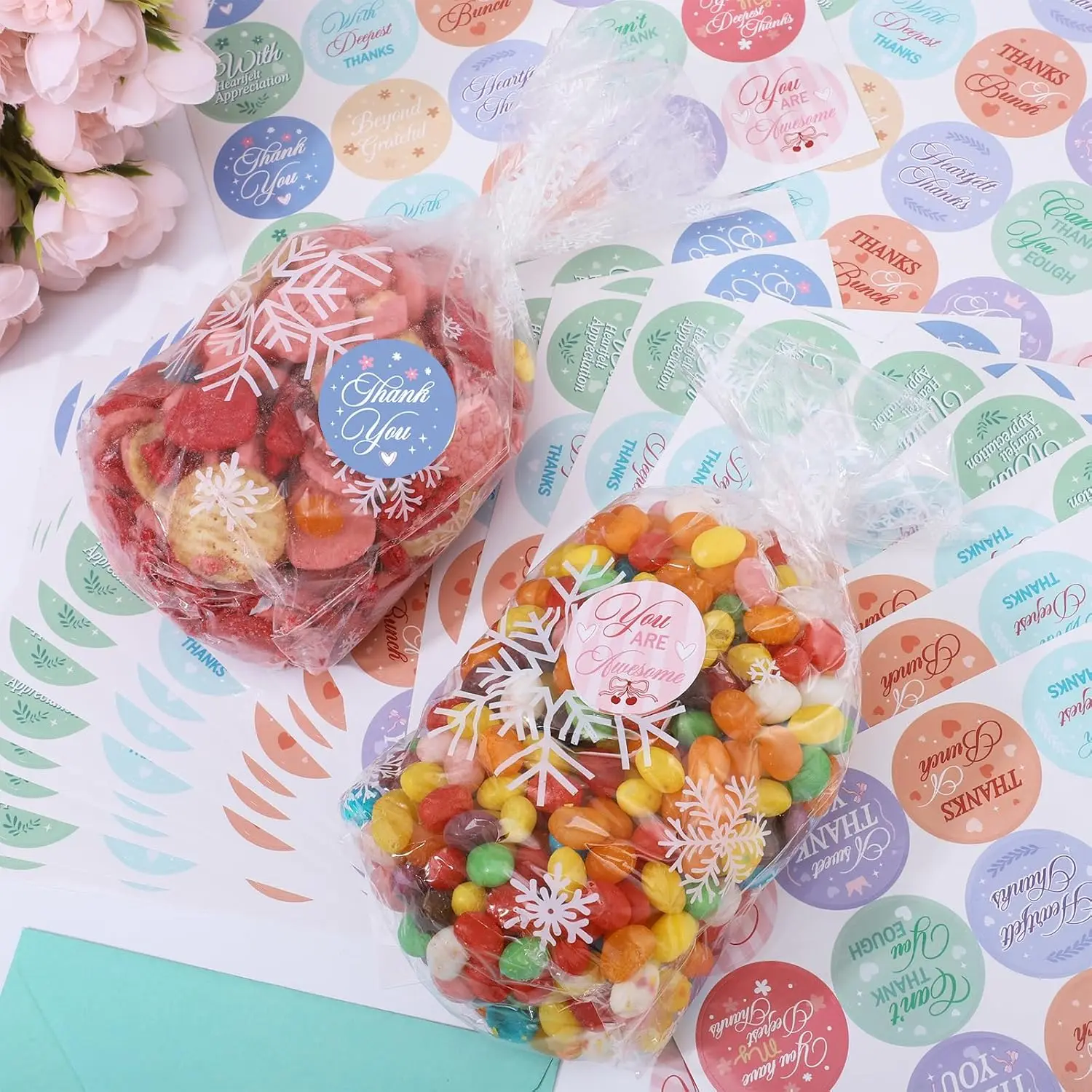 200 Pcs Thank You Stickers,1 Inch Round Thanks Decals for Packaging & Envelope Seals for Small Business,Envelopes, Boxes