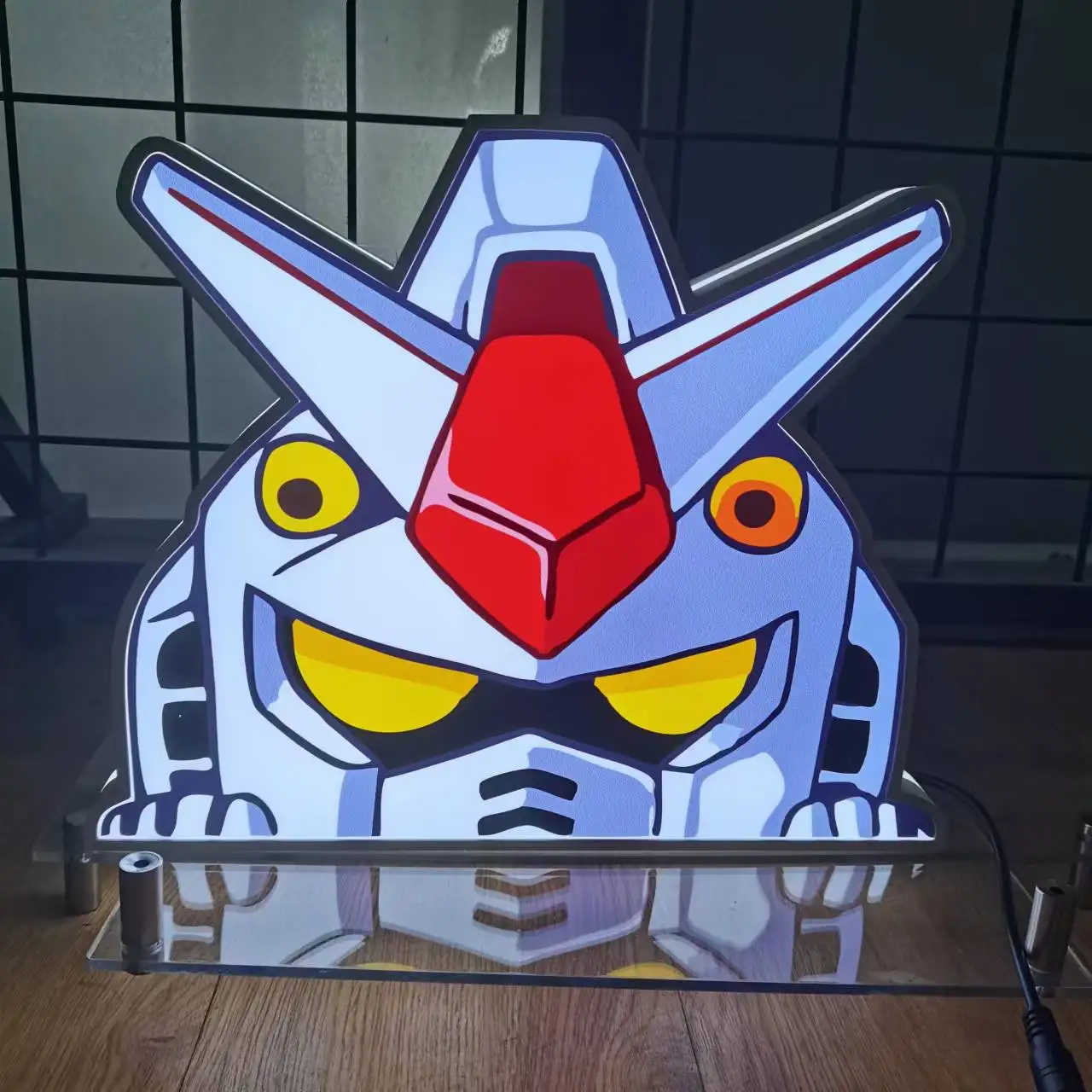 

Мобильный костюм Gundam с логотипом светодиодный Nightlight, подарок, 3D печать, настольный лайтбокс, пользовательский Настенный декор для детей, вывеска для игровой комнаты с подсветкой