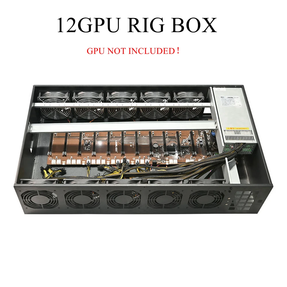 12Bay GPU Rig 5.5cm 마더 보드 서버 섀시, 3300W 8G + 128GB LGA1151 3900CPU GPU 케이스 포함