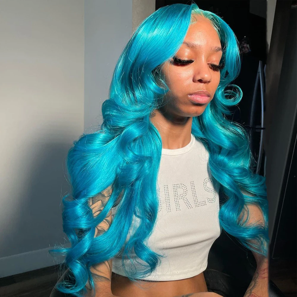 

Blue 13x6 HD Transparent Lace Front Wig Body Wave Wigs For Women 613 Colored 13x4 Lace Front Blonde Human Hair Pre Plucked Wigs