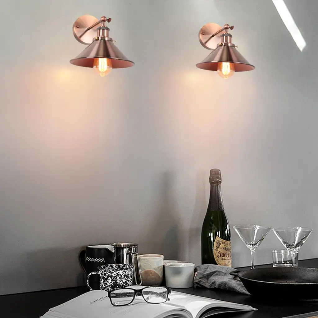 

Настенный светильник в стиле ретро, латунный американский абажур, скандинавский минималистичный кабинет, спальня, лестница, прикроватная тумбочка, железный рокер, винтажный кронштейн LightE27