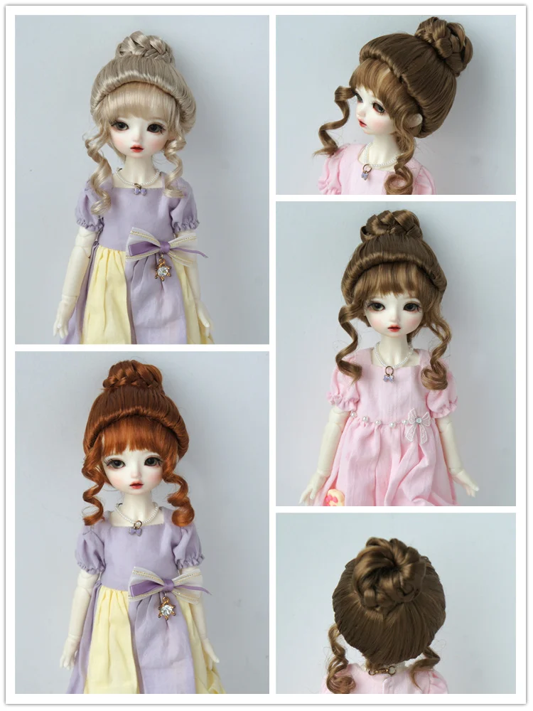 

JD721 Fashion Upstyle BJD Synthetic Mohair Wig For Size 6-7inch Doll Hair MSD European Retro updo Bun Cheap Accessories