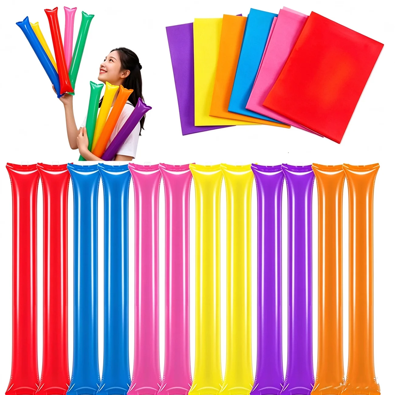 10/18pcs Inflatable Bang Sticks Cheering Thunder Sticks Sports Fan Noise Makers for Stadium Games Concert Party Events