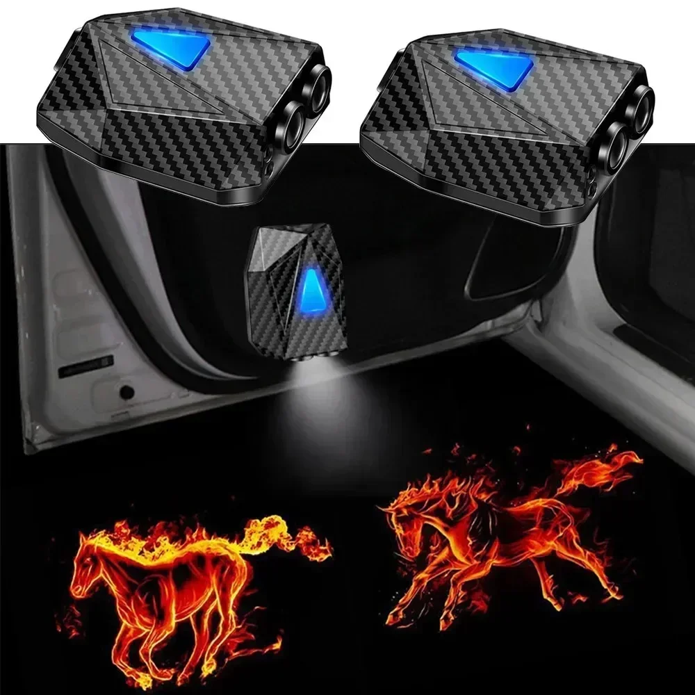 Neuheit Cartoon Auto Licht Drahtlose Dynamische Projektor LED Auto Tür Lampe Kinder Animetion Atmosphäre Dekor Licht Warnung Willkommen