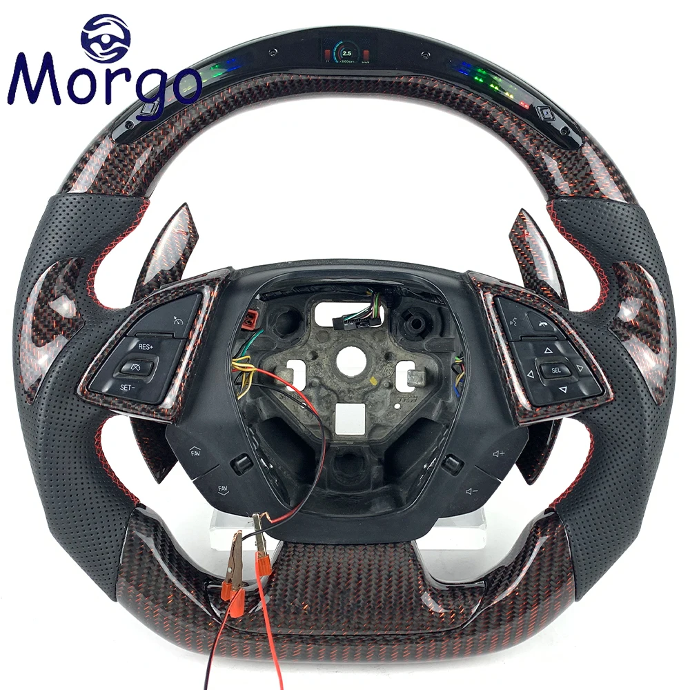 Custom LED Red Carbon Fiber Steering Wheel For Chevrolet Corvette C6 C7 C8 Steering Wheel