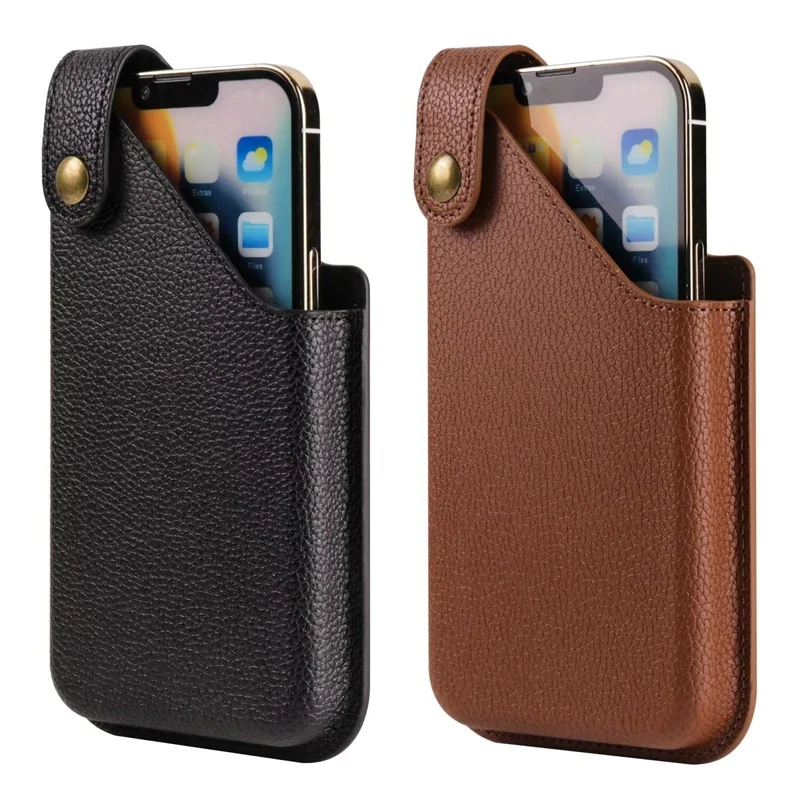 Uniwersalna skórzana torba na telefon z klipsem do paska dla iPhone 17 16 15 14 13 Pro Max, etui na Samsung S26 S25 S24 S23, saszetka na smartfona do noszenia na pasie. — zdjęcie produktu 7