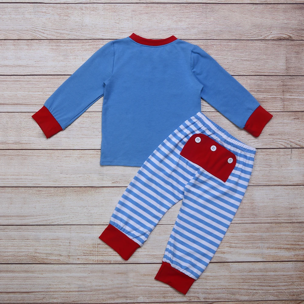 Bluey Valentine's Day Outfits Baby Boys Clothes Set Puppy Embroidery Bodysuit  Long Sleeve Stripe Pants For 1-8T Toddler Girls