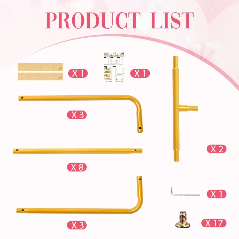 قوس حفلة ذهبي مستطيل - إطار خلفية للاحتفال بارتفاع قابل للتعديل - ديكور احتفالات الزفاف وأعياد الميلاد