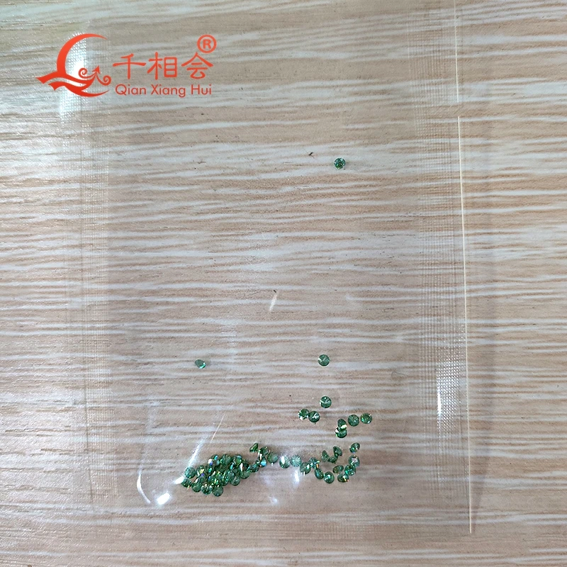dark green  color  0.5CT per bag 1.0mm to 2.9mm small melee size  moissanite round shape loose stone for jewelry making