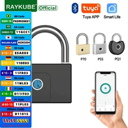 RAYKUBE Tuya BLE Smart Fingerprint Padlock Waterproof USB Charging 0.2sec Unlock Portable Anti-theft Zinc Padlock P70/P55/PQ1