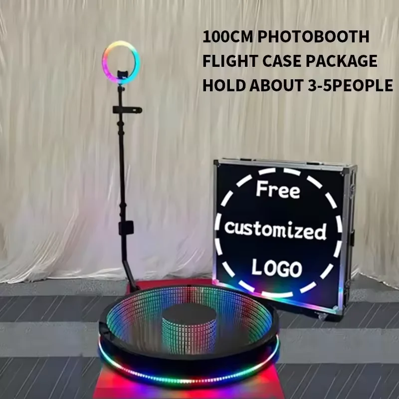 Draagbare 360 Photo Booth Machine met gratis aangepast logo, automatische glazen 360 videobooth met flightcase voor feesten en bruiloften