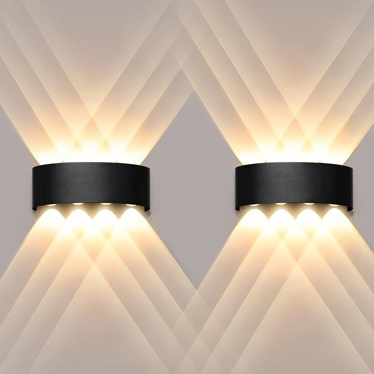 2 lampes murales LED modernes, élégantes et minimalistes, pour une utilisation intérieure et extérieure, avec un angle de faisceau réglable, indice de protection IP44, étanches et résistantes à la