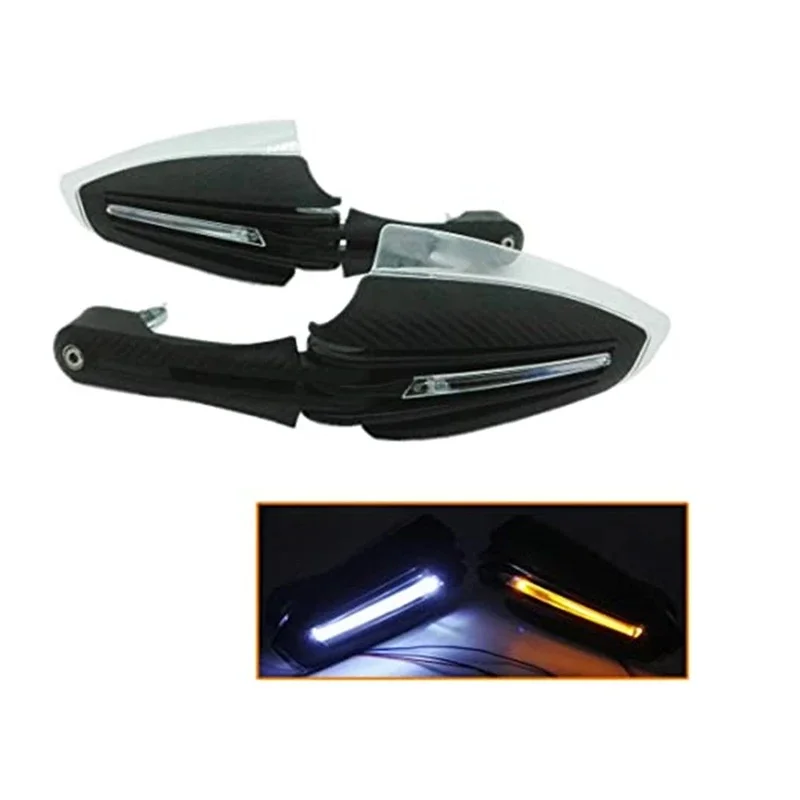 AliExpress NONE Carbon Fiber Motorcycle Handlebar Handguards with LED Turn Signal Lights for 7/8" 22mm Steel Handlebar Scooter ATV Dirt Bike