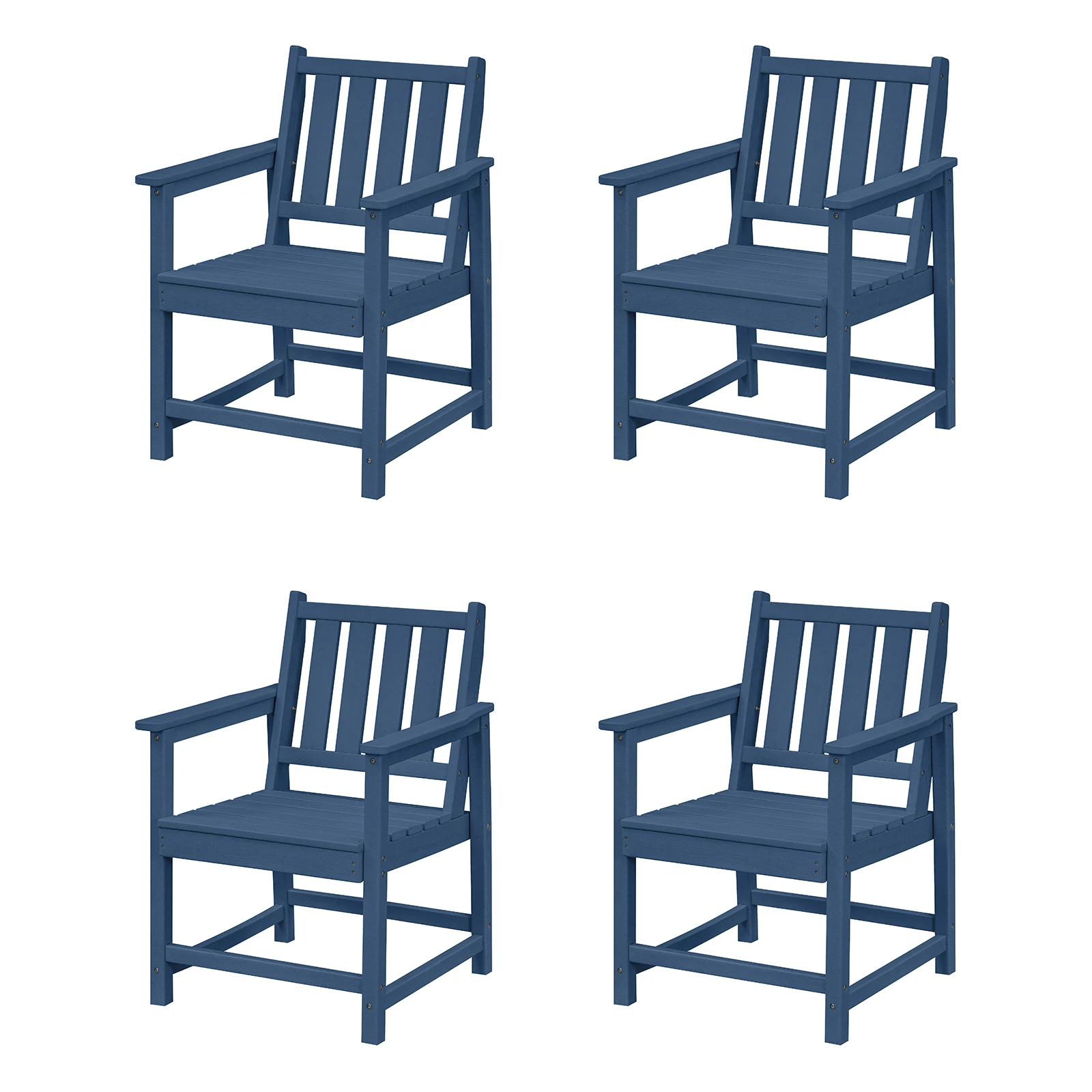 

SeeHill Navy HDPE Outdoor Dining Chair Set of 4, Weatherproof Deep Seating Patio Chairs for Garden, Poolside, or Porch