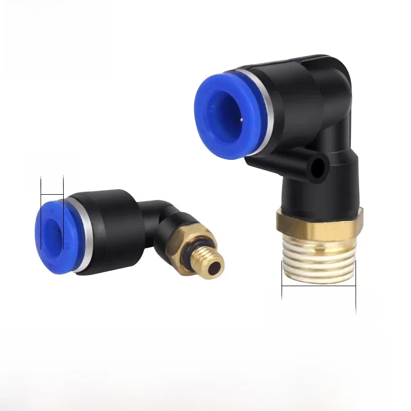 Raccord pneumatique coudé PL 1/4 3/8 1/2 1/8 BSP, filetage mâle, connecteur rapide d'air en forme de L, tuyau enfichable OD 6mm 8mm 10mm 12mm, 20 pièces