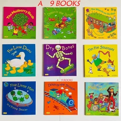 9 books/set classic English picture hole book child's play children's folk rhymes song book kids baby early education book toy