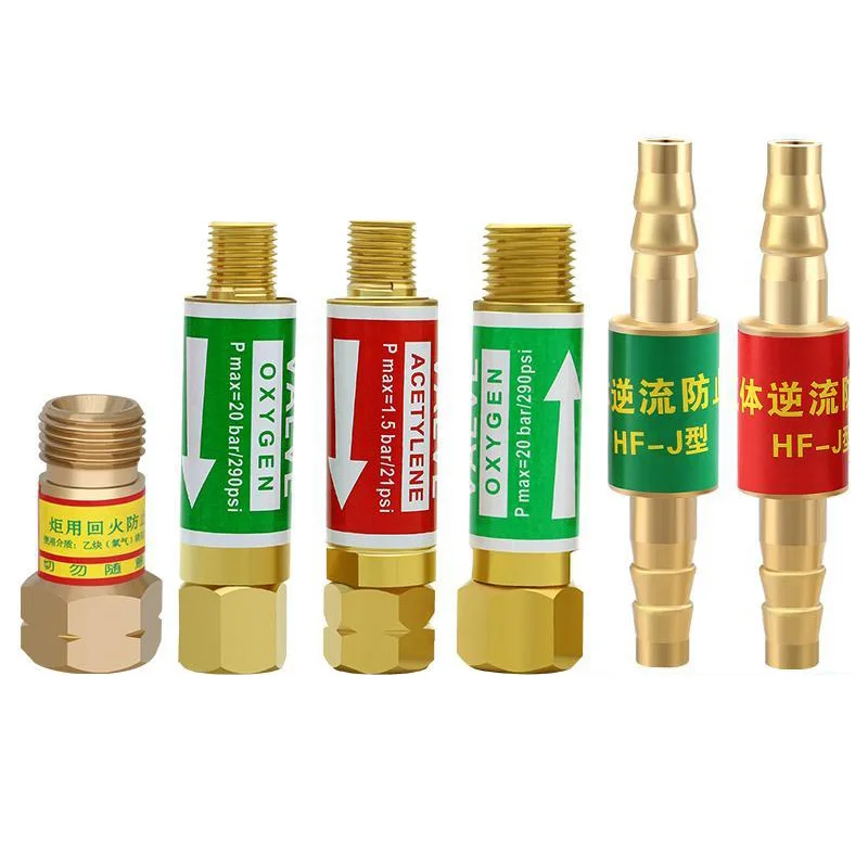 Oxy-combustível flashback prendedor de bronze gás backfire preventer para oxigênio acetileno gás soldagem tocha regulador gás válvula sem retorno