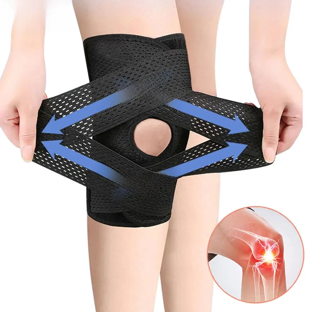 Support de genouillère de compression 1 pièce, genouillère avec stabilisateurs latéraux pour la douleur au genou, la course, la déchirure du ménisque, ACL, soulagement de l'arthrite