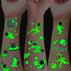 10 Sheets Space Planets Luminous Tattoos Stickers Glow In The Dark Fake Tattoos Temporary Tattoo Outerspace Party Favors For Boy
