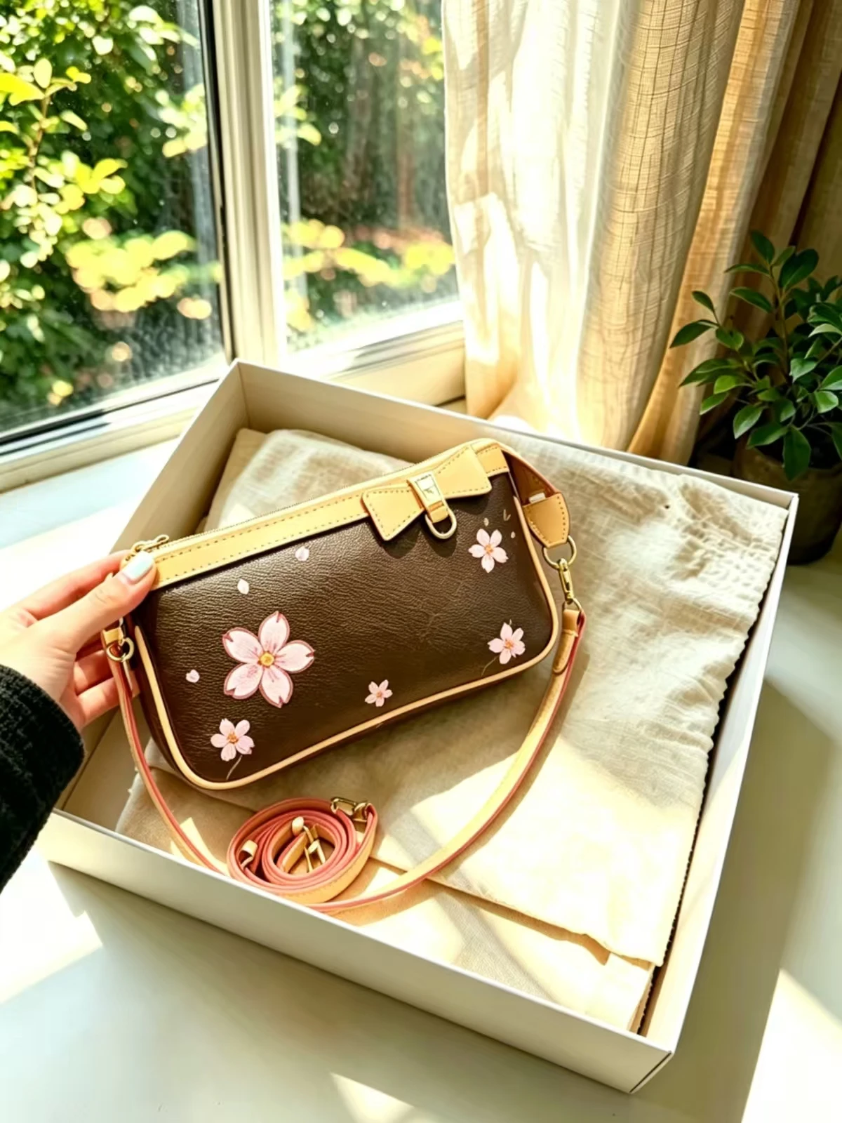 

Fashion Floral Pattern Canvas Women's Shoulder Bag 2026 Spring New Bow Crossbody Bag Good Quality Handbag (Size: 21×12cm) K6L
