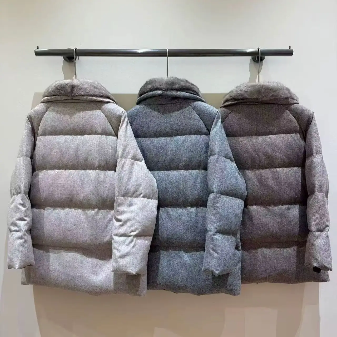 Mink Collar Mid-Length Down Jacket