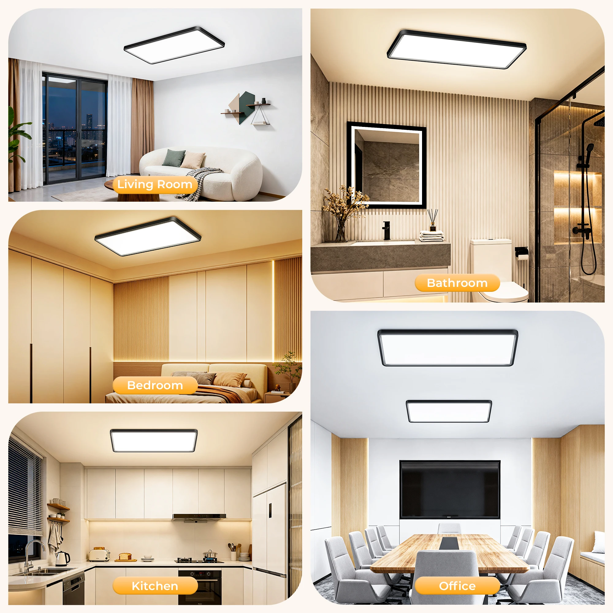 39728-ff61a8.jpg Plafón LED de techo rectangular ultrafino de 23 pulgadas, 32W+8W, 3000 lm y 3 CCT