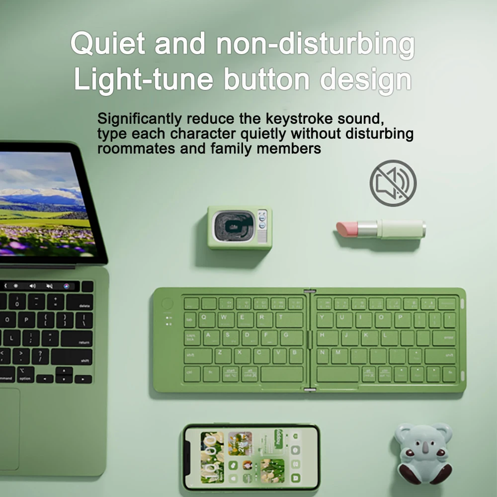 Faltbare Tastatur, kabellose Bluetooth-Tastatur, wiederaufladbar, faltbar, tragbare Tastaturen für PC, Mac, Smartphone, Windows, iOS, Android