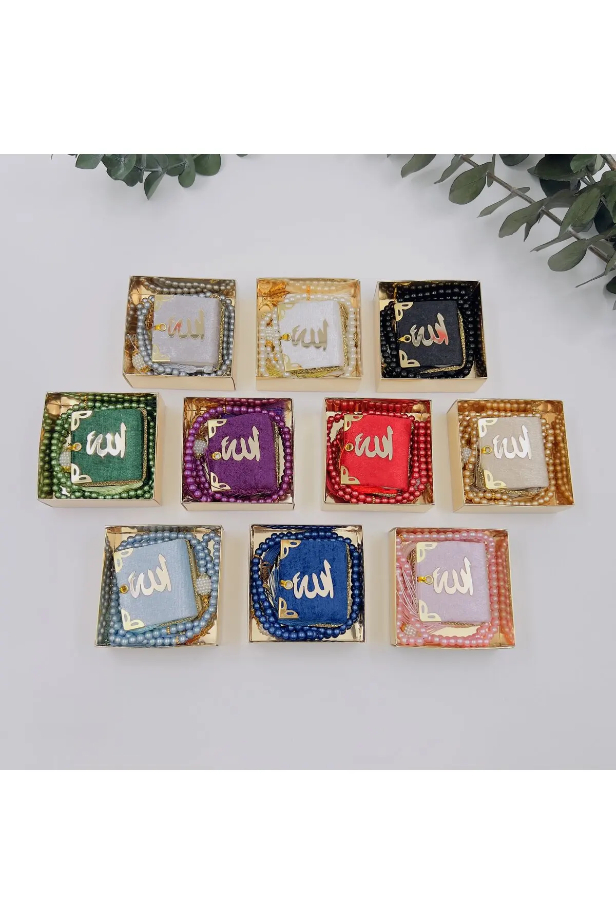 10 Gifts Mixed Color Mini Quran and Pearl Rosary Set (Mevlit-circumcision-Hajj-Umrah-Umrah)