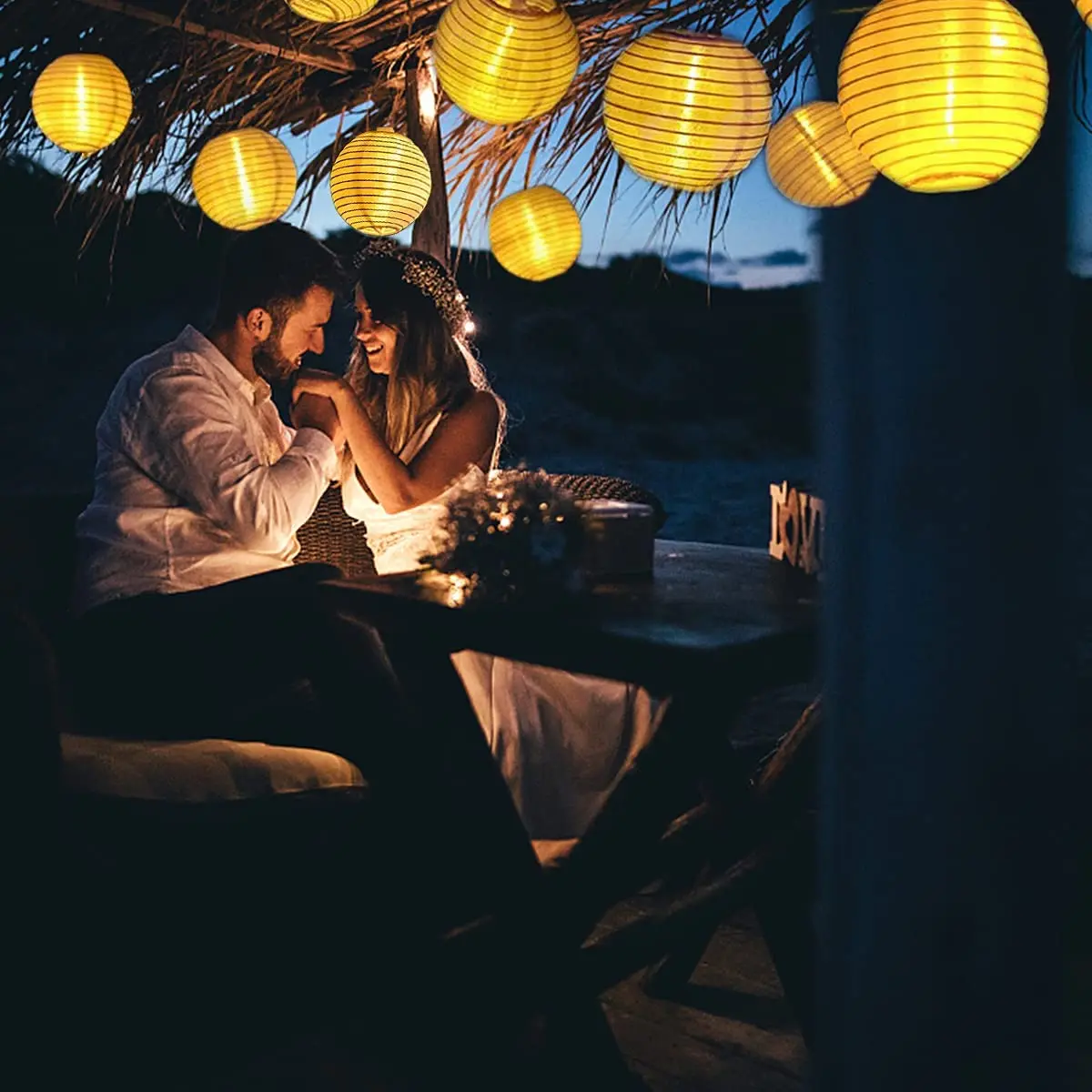 Solar Lantern String Lights Warm Light 8 Modes Waterproof IP65 Solar Powered Energy-Efficient for Garden Sidewalk Yard Decor